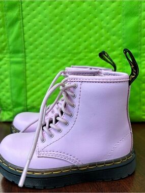 Dr. Martens Kids Size 8 Pink Lace-Up Boots Side Zip Toddler Docs